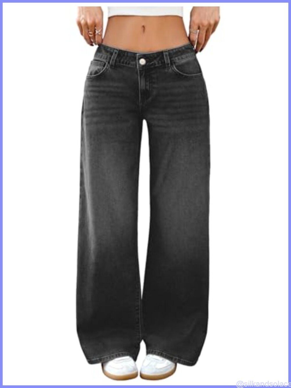 ELLEVEN Low-Rise Baggy Jeans Women Y2K Loose Wide-Leg Denim Pants Ankle